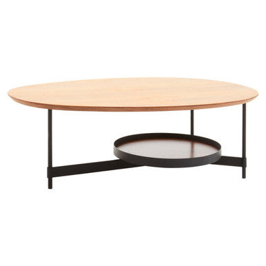 Black Metal Frame Coffee Table with Natural Oblong Top | Doha