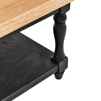 Antique Oak Top Coffee Table with Grey Birchwood Legs and Storage Undershelf | Kensington Townhouse