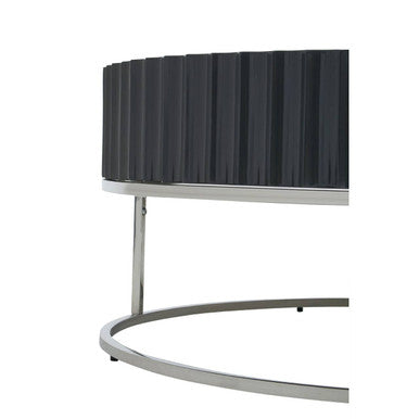 Grey Gloss Finish Wooden Coffee Table with Stainless Steel Base | Genoa