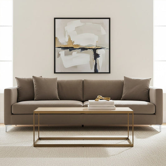 Grenoble Oak Veneer and Brushed Brass Coffee Table