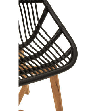 Manado Black Rattan Chair with Rattan Seat