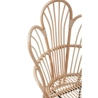 Java Black Rattan Accent Chair with Scalloped Back