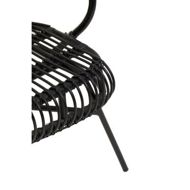 Black Natural Rattan and Black Metal Scalloped Back Chair | Java