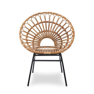 Java Natural Rattan Chair with Metal Legs