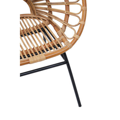 Java Natural Rattan Chair with Metal Legs