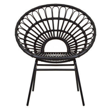 Java Black Natural Rattan Flared Back Chair