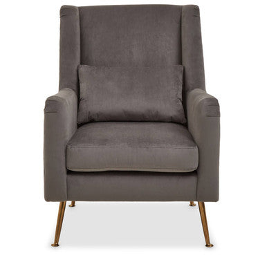 Doucet Grey Velvet Chair With Gold Finish Legs