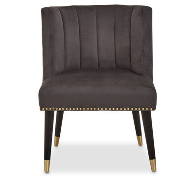 Grey Velvet Dining Chair with Black Legs | Doucet