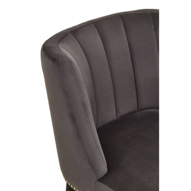 Doucet Stone Grey Velvet Chair With Blac