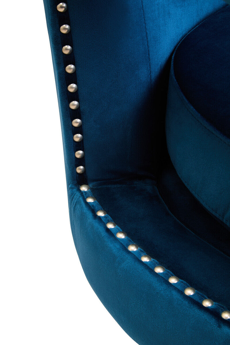 Hestia Blue Velvet Revolving Chair