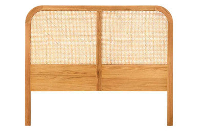 Rattan and Oak Wood Double Bed Headboard | Lyon