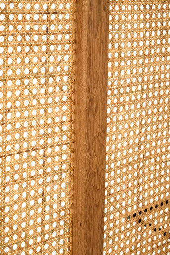 Rattan and Oak Wood Double Bed Headboard | Lyon