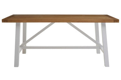 Natural Reclaimed Oak and Birch Wood Rectangular Dining Table with White Painted Base | Parkside