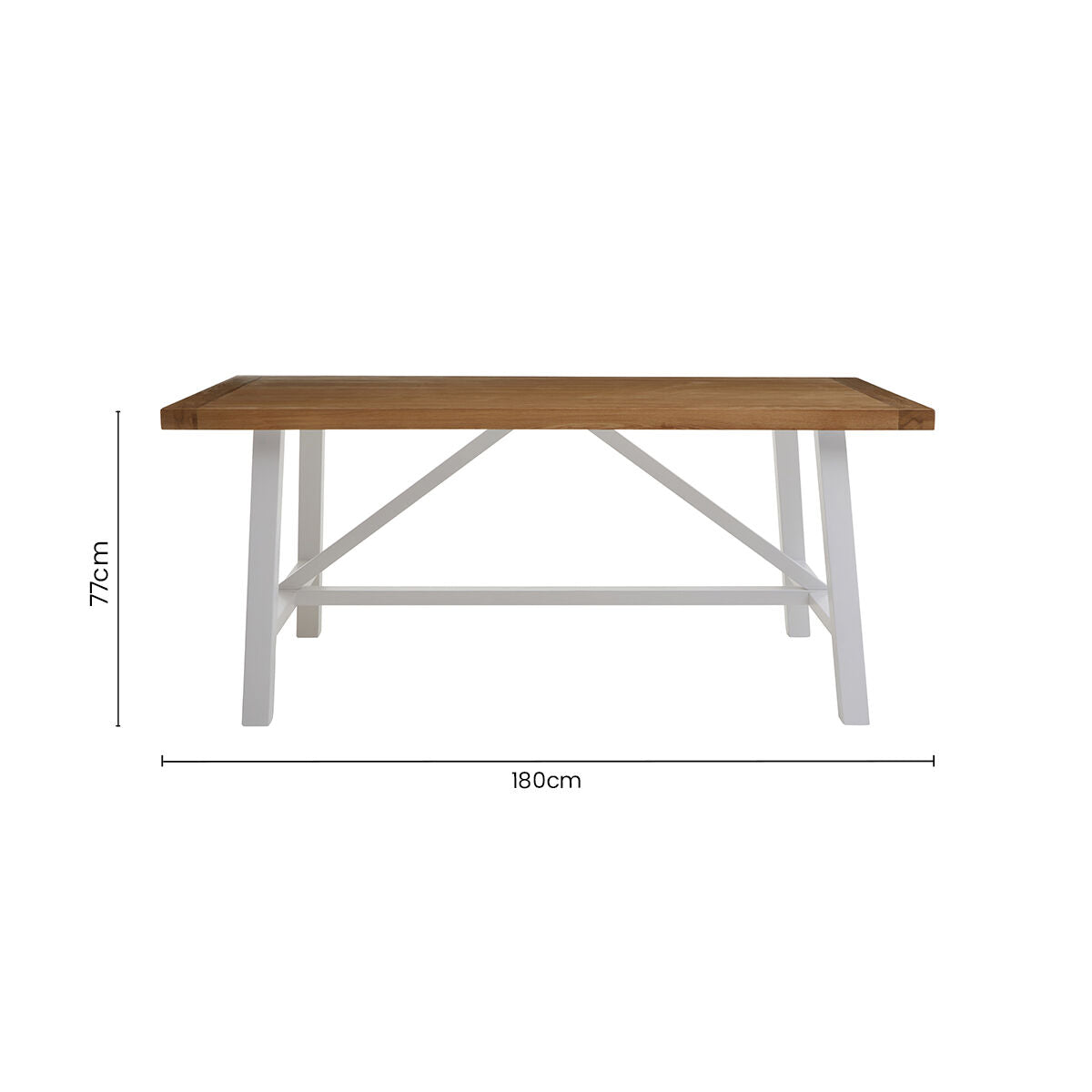 Natural Reclaimed Oak and Birch Wood Rectangular Dining Table with White Painted Base | Parkside