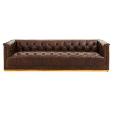 3 Seater Modern Chesterfield Dark Brown Leather Sofa, King