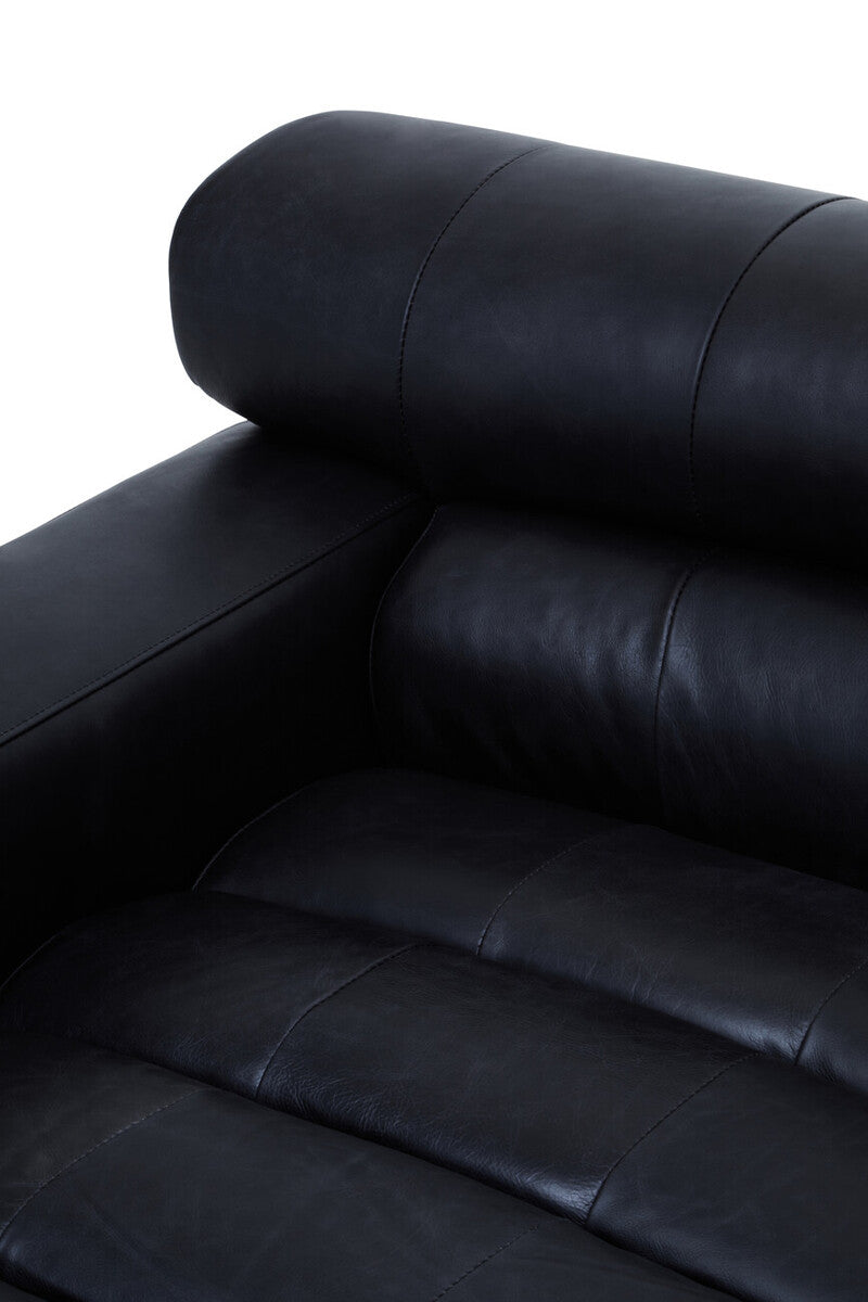Antique Black Left Arm Leather Modular Chaise Sofa | King