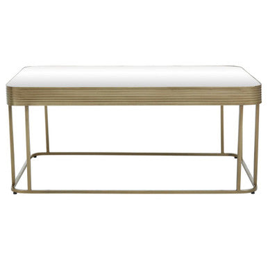 Gold Metal Coffee Table with Mirrored Top and Decorative Textured Edge | Ella