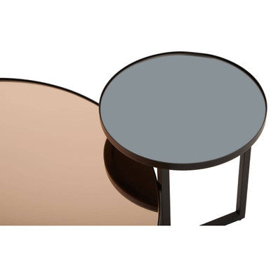 Smoked Mirror Top and Black Wooden Frame 2-Tier Coffee Table | Cercle