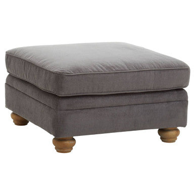 Spencer Grey Fabric Footstool with Wooden Legs