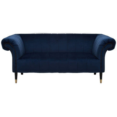 2 Seater Midnight Blue Velvet Sofa, Siena