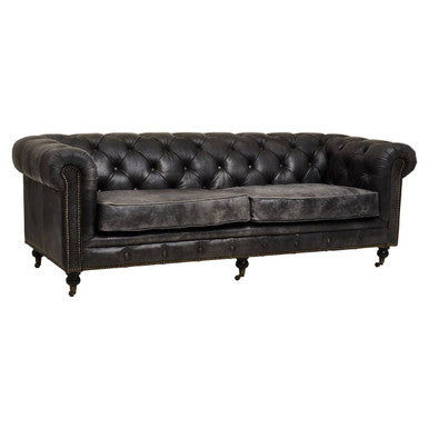 Hoxton Ebony Leather Sofa