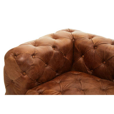 Brown Leather Left Arm Modern Chesterfield Sofa | Hoxton