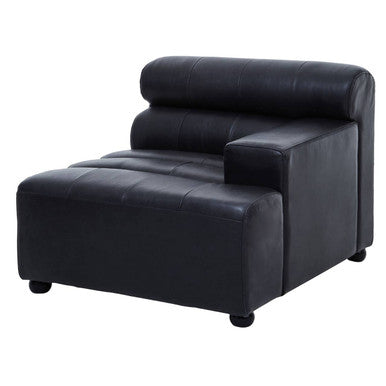 Right Arm Antique Black Leather Modular Sofas, King