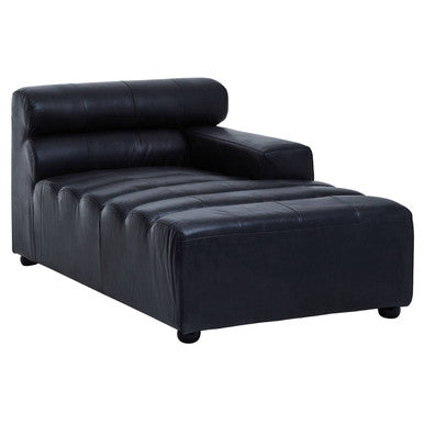 King Antique Black Right Arm Leather Modular Chaise Sofa