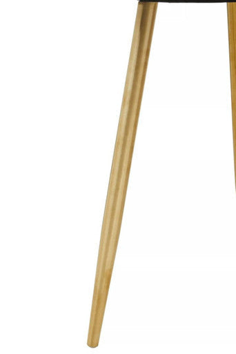 Set of 2 Natural Shagreen Leather Round Top Side Tables with Gold Finish Legs | Cadio