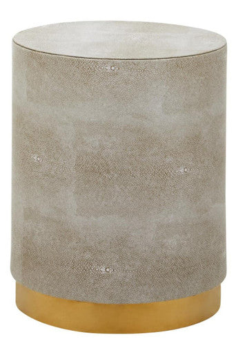 Cadio Gold Shagreen Effect Side Table and Stool with Gold Finish Base