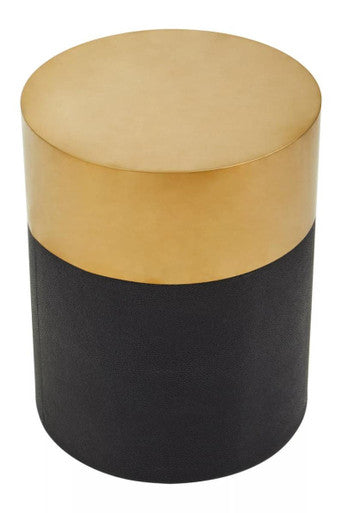 Cardoba Round Black Shagreen Effect Side Table and Stool