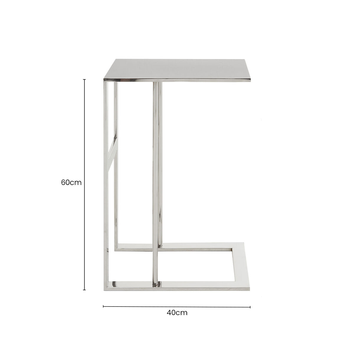 Silver Square Side Table in Stainless Steel | Oria
