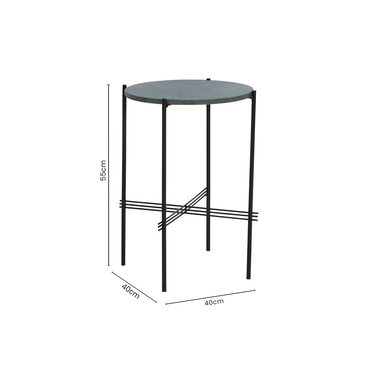 Green Marble Top Round Side Table | Mandoli