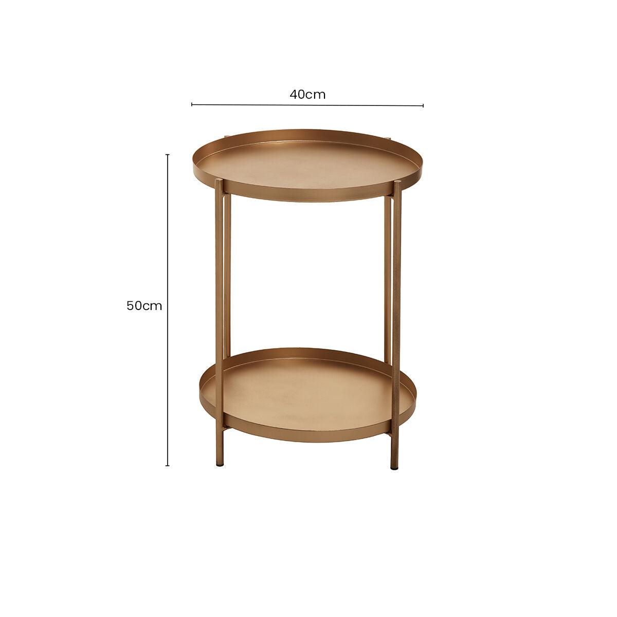 Gold Two Tiers Round Metal Side Table | Mandoli