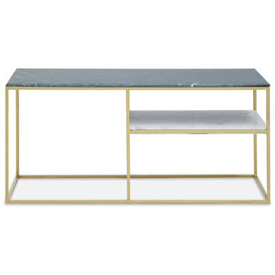 Assorted Marble Top Console Table with Geometric Gold Iron Frame and Lower Shelf | Nirav