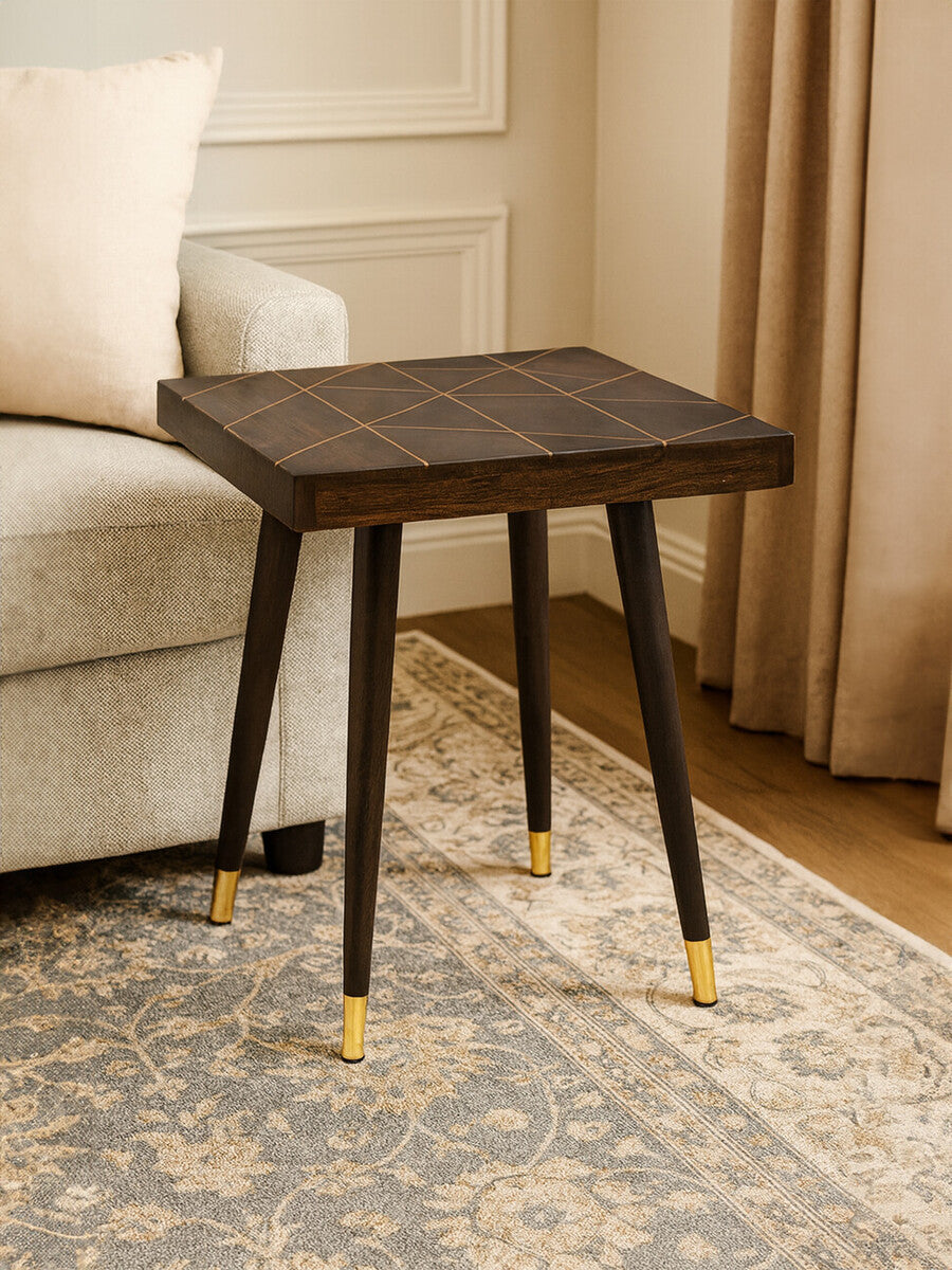 Naro Mango Wood And Gold Tip Legs Side Table