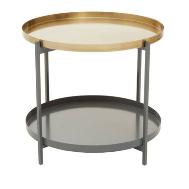 Two Tier Gold Round Coffee Table with Two-Tonal Contrast | Kobra