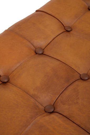 Inca Brown Genuine Leather Bench with Cedarwood Base