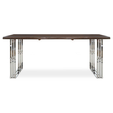Natural Wood Top Dining Table with Stainless Steel Looped Base | Hampstead