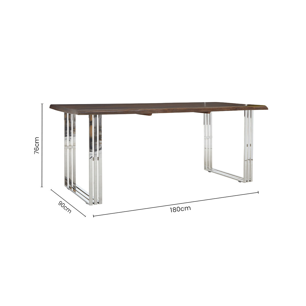 Natural Wood Top Dining Table with Stainless Steel Looped Base | Hampstead