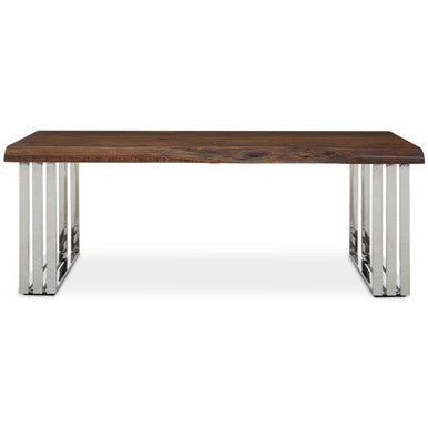 Natural Wood Top Coffee Table with Silver Stainless Steel Looped Base | Hampstead