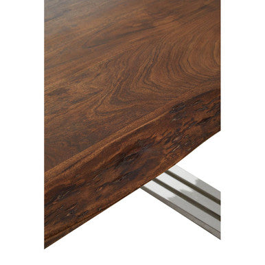 Natural Wood Top Coffee Table with Silver Stainless Steel Looped Base | Hampstead