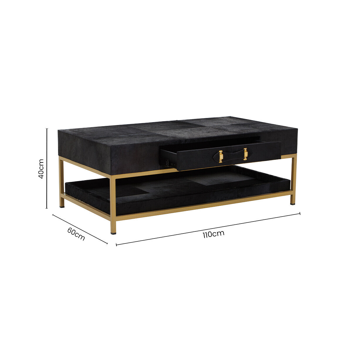 Kensington Townhouse Hair On Leather Black And Gold Coffee Table