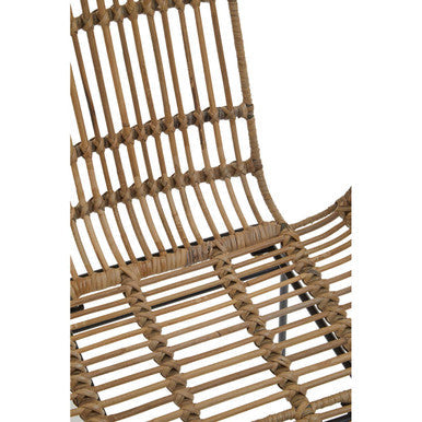 Java Natural Rattan Armchair with Black Metal Legs