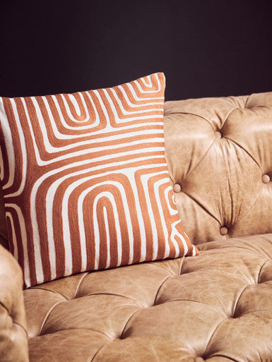3 Seater Brown Leather Modern Chesterfield Sofa | Hoxton
