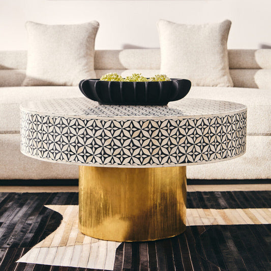 Fusion Round Coffee Table With Gold Base