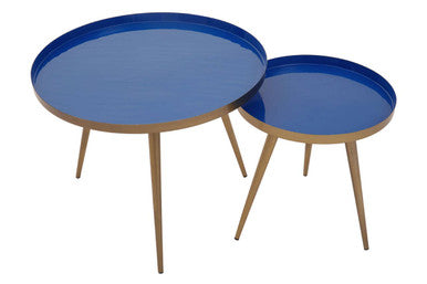 Amira Blue Enamel Nest of Two Tables
