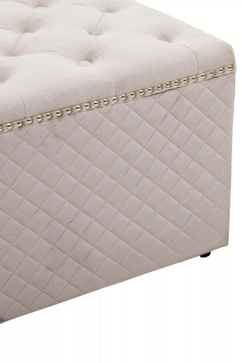 Zamora Mink Velvet Ottoman with Button Tufting