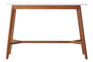 White Marble Top Console Table with Sustainable Acacia Wood Base | Myan