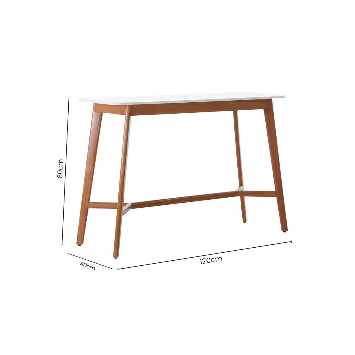 Myan Acacia Wood and White Marble Console Table